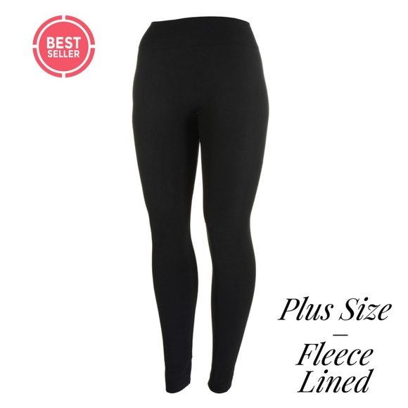 New Mix Pants - Black Plus Size Fleece Lined Leggings